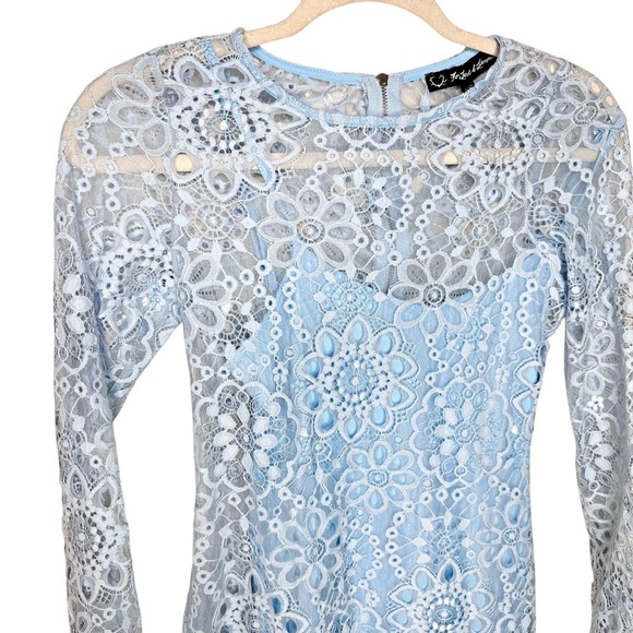 For Love & Lemons Lovebird Lace Dress Blue XS - Picture 6 of 14